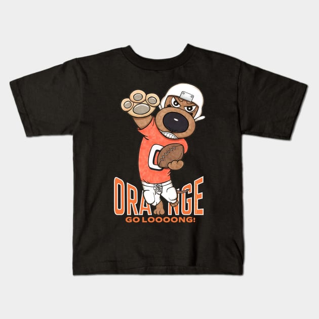 Cute Funny Doxie Dachshund Dog Football Kids T-Shirt by Danny Gordon Art